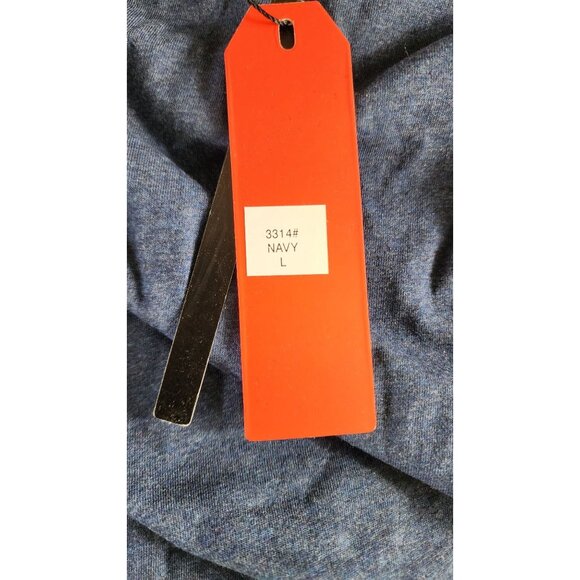 Vassari Los Angeles Navy Blue V-Neck Designer Shirt Large – Stylish Cut Hem - Picture 12 of 16